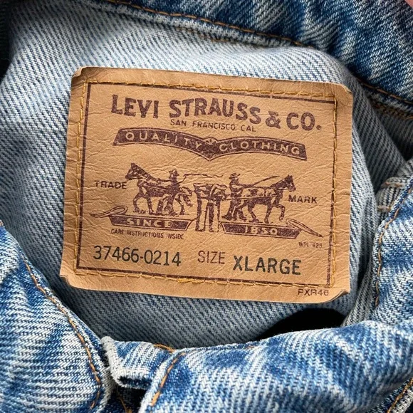 VINTAGE Levis Jacket Womens XL Blue Denim Trucker Type III Made in USA Bomber - Picture 13 of 16